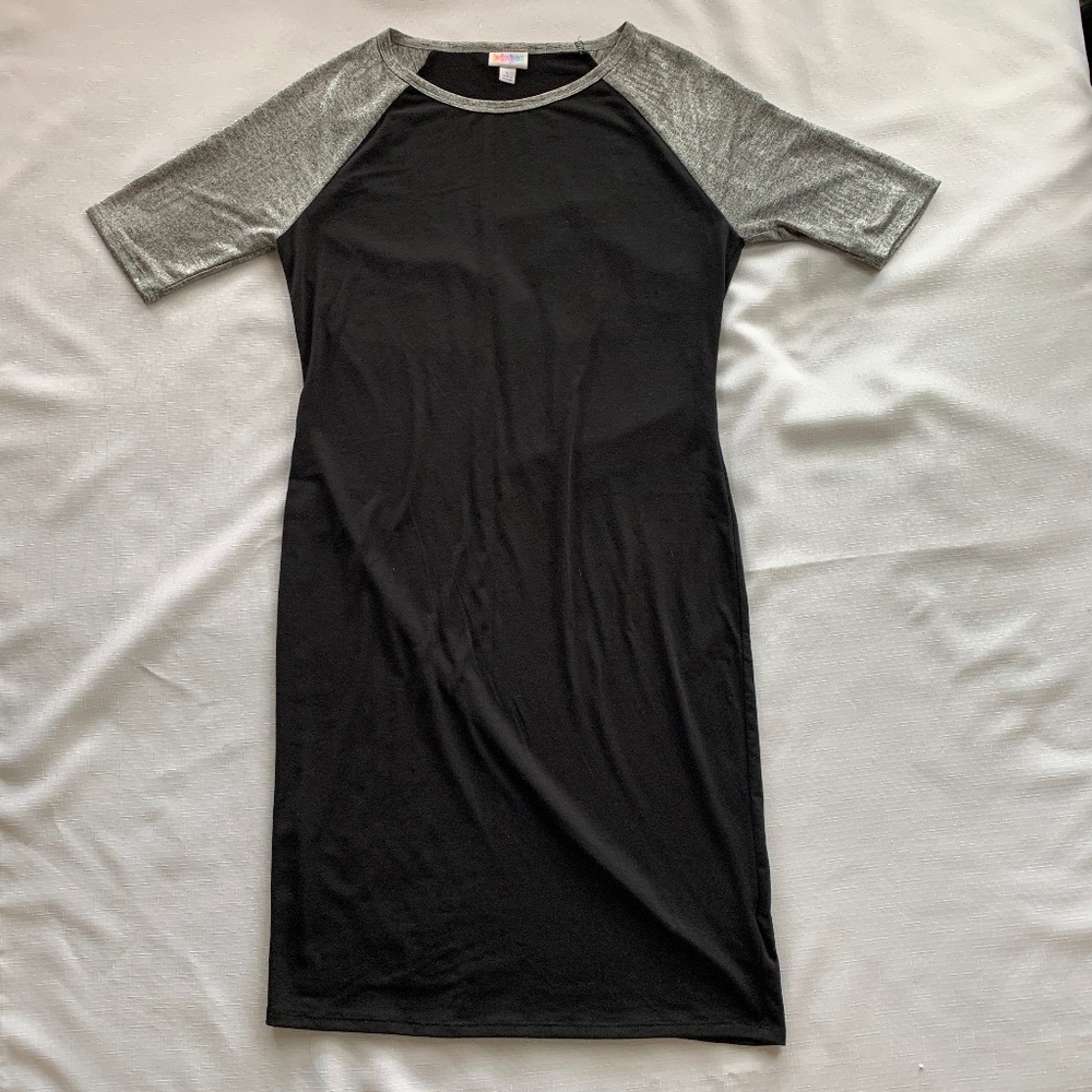 658 - Lularoe Julia Dress - Black & Silver